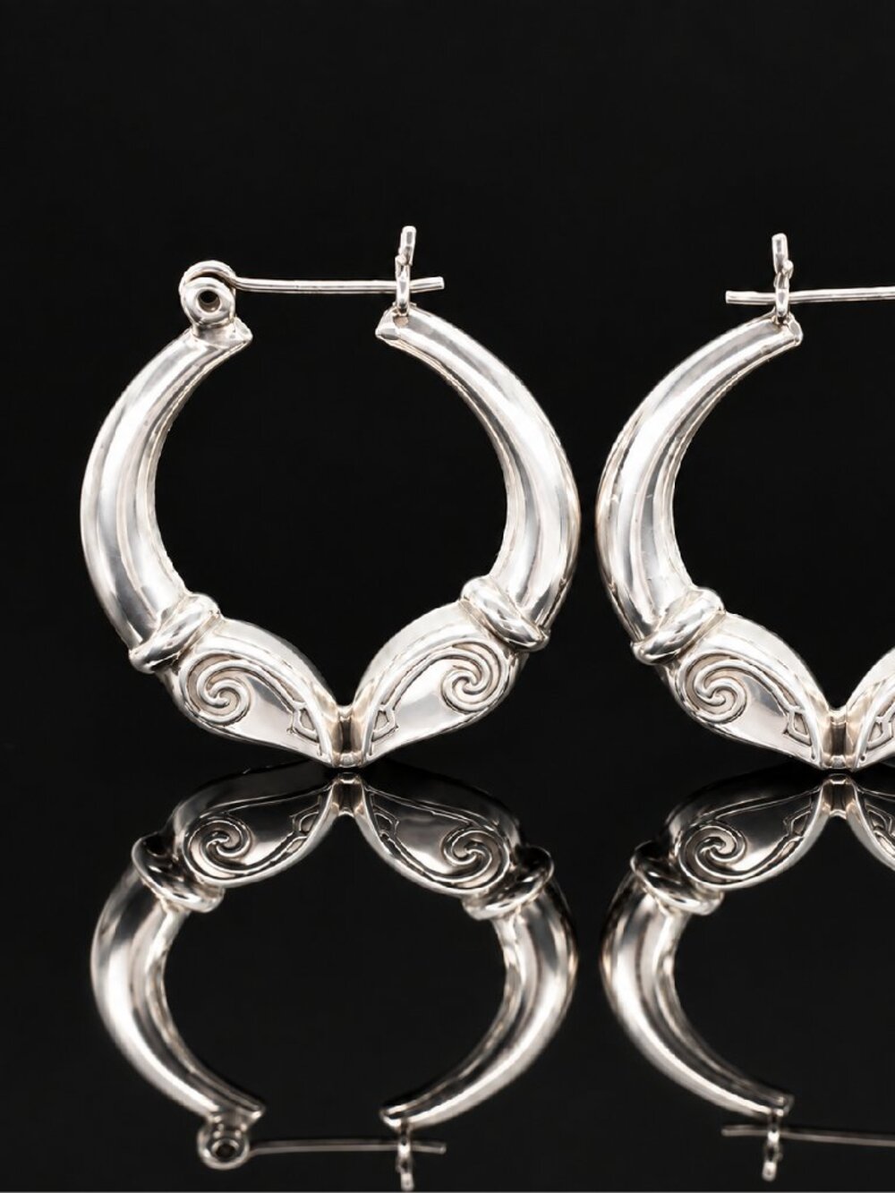 Vintage Sterling Silver Kissing Rams Hoop Earrings 925 Double Ram Aries 1970s